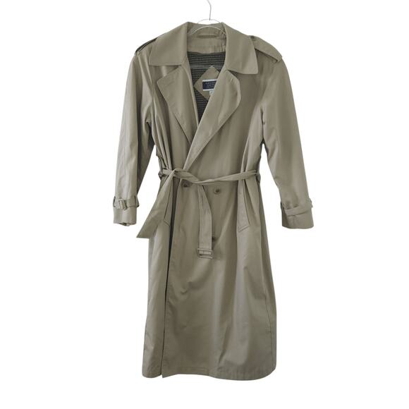 Amanda Smith Trench Coat 6P Petite Oversized Belted Button Tan Neutral - Picture 1 of 5